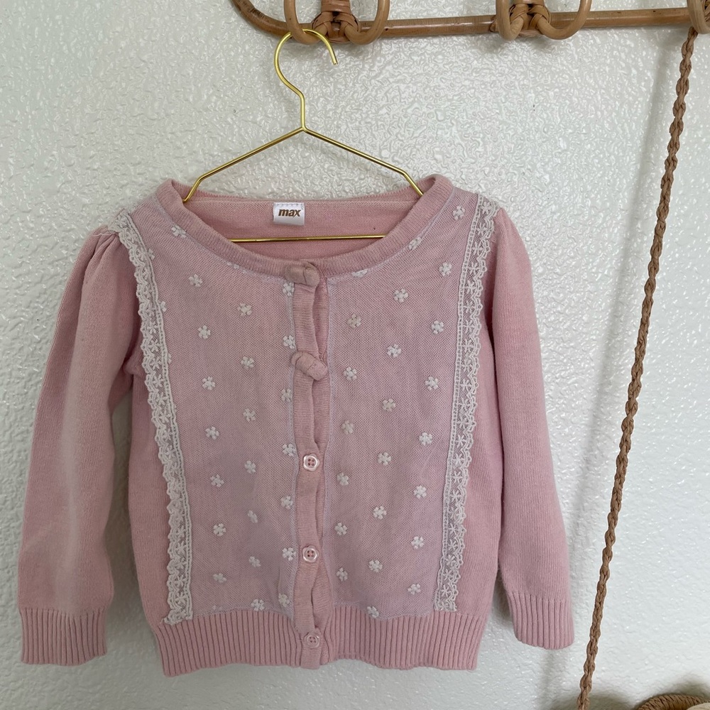 MAX UAE 12-18M Pink Floral Lace Cardigan - Project Piece